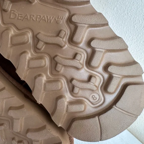 New BearPaw Elle Cognac Suede Sheep Skin Wool Mid Height Boots Women’s 8 - Picture 14 of 15